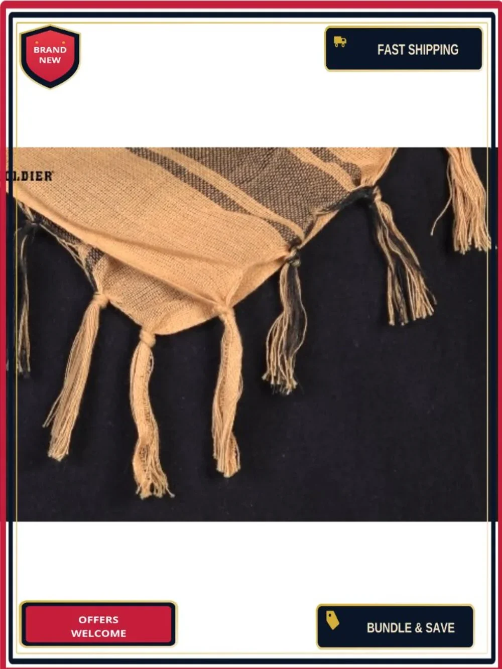 Tactical Shemagh Scarf for Men - Woven Cotton, Lightweight, Quick-Dry, Large 43